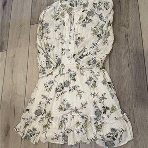 American Rag Smocked Floral Print Dress with Ruffle Hem
